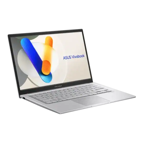 ASUS Vivobook laptop displaying colorful abstract design on screen.