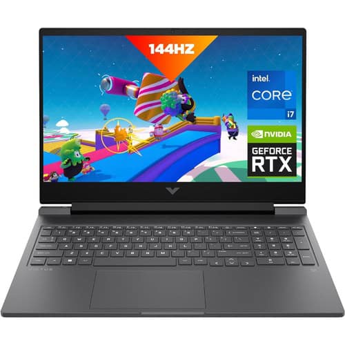 Laptop with 144Hz display, Intel Core i7, NVIDIA GeForce RTX, ideal for gaming and high-performance.